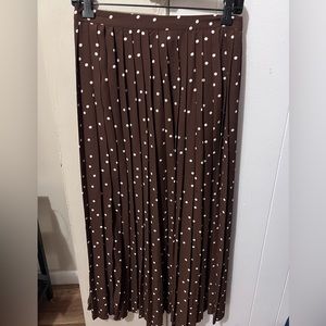 H&M brown polka dot wrap maxi skirt size 4